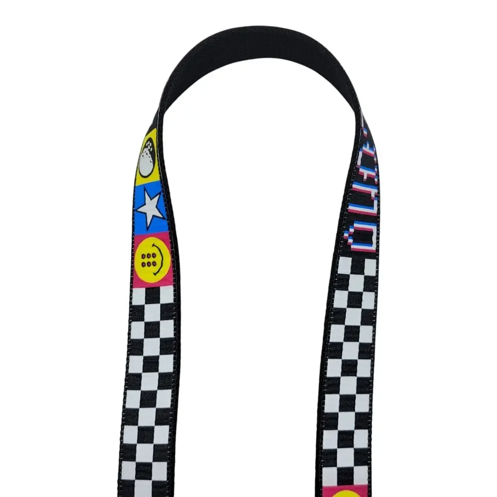 Russeluno Golf Web Belt Smiley Checkerboard Glitch Mens Adjustable Canvas